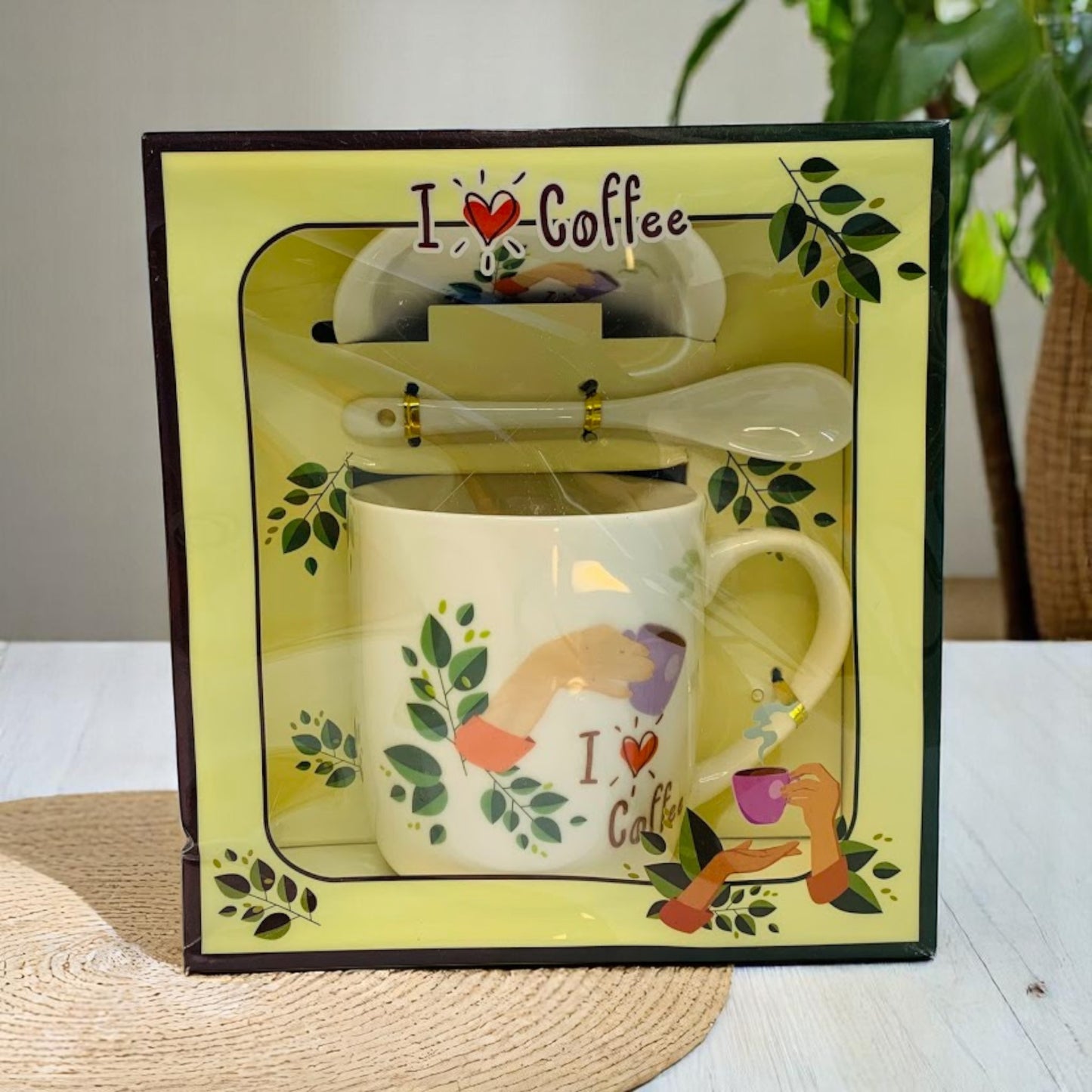 ☕🌿 Set de Pocillo "I ❤️ Coffee" – Edición Especial