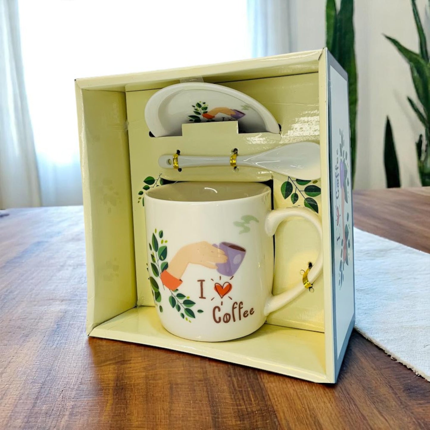 ☕🌿 Set de Pocillo "I ❤️ Coffee" – Edición Especial