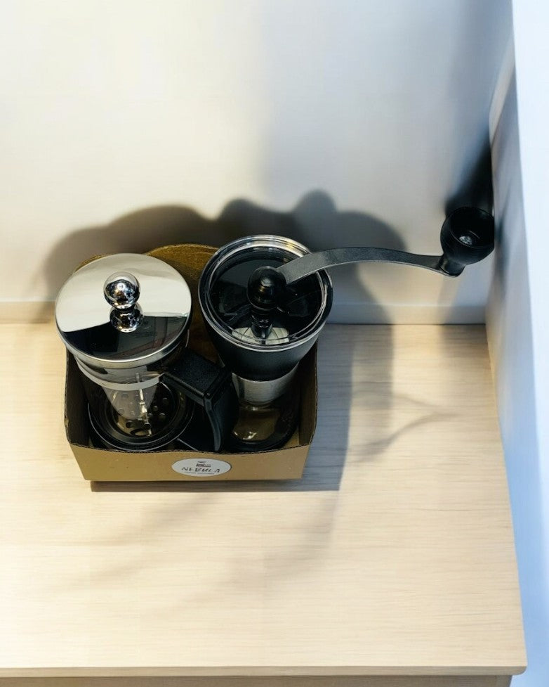 ☕ Combo Nébula Clásico – Prensa Francesa + Molino Manual (350 ml)