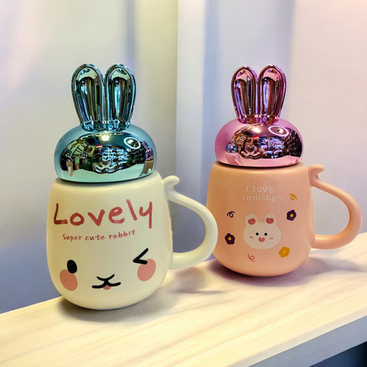 🌸 Pocillo Lovely Bunny con Tapa de Enroscar 🌸