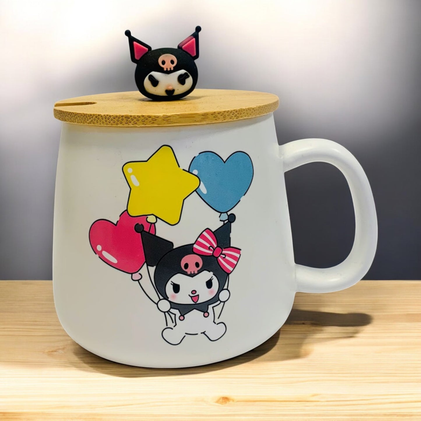 ✨ Pocillo de Kuromi con Tapa y Cuchara Mezcladora ✨