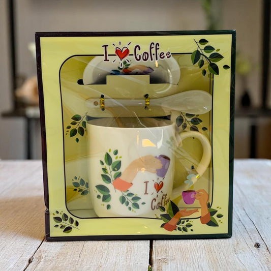 ☕🌿 Set de Pocillo "I ❤️ Coffee" – Edición Especial